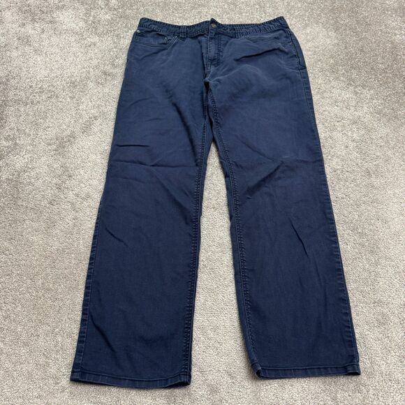 Prana Slim Fit Chino Jean Pants Mens 36x30 Navy Blue Straight Leg Organic Cotton - Picture 1 of 16